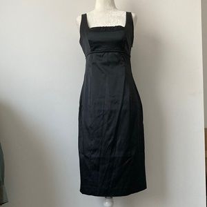 Express Little Black Dress with Detailed Neckline and Laced Slit